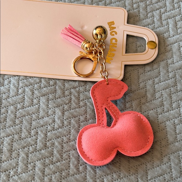 Pink and Green Cherry Bag Charm - Picture 3 of 3